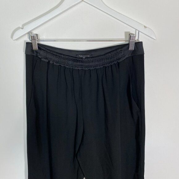 CLEARANCE Tara Jarmon Black Pull On Pants with Satin Elastic Waistband - Picture 2 of 7